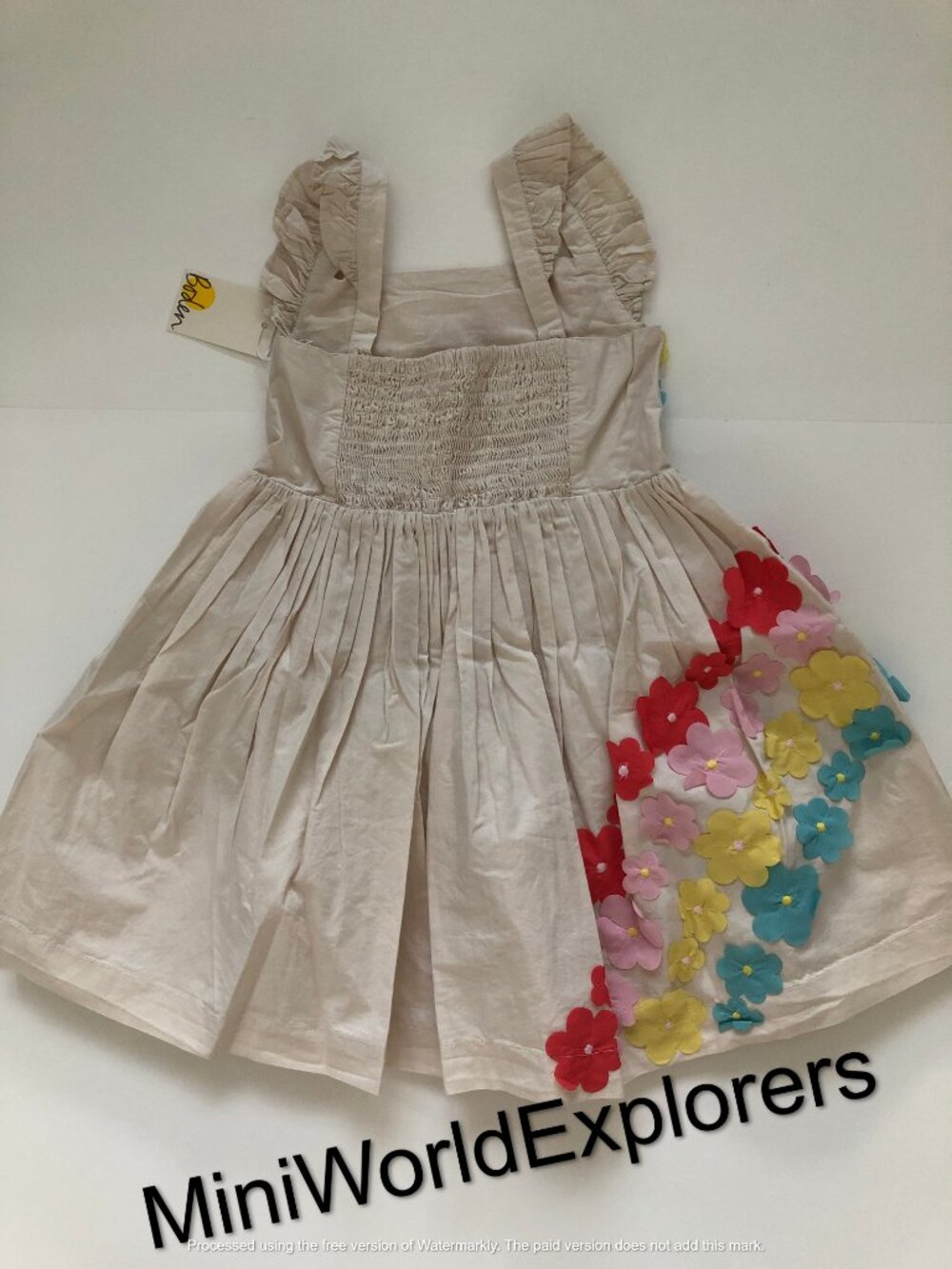 NWT Mini Boden Flutter Flower Rainbow Dress - Picture 8 of 8